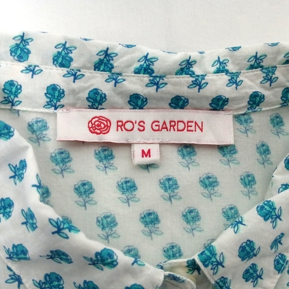 Anthropolgie Ro's Garden Cotton Adjustable Long Sleeve Button Down Mini Dress. M - Picture 9 of 9